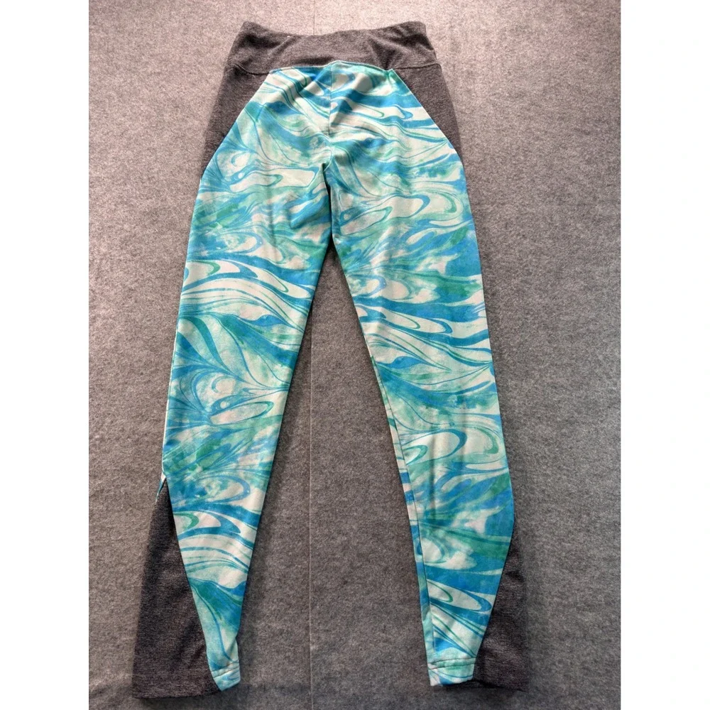 Justice‎ Leggings Girls Blue Green Marble Gray Colorblock Athletic Activewear